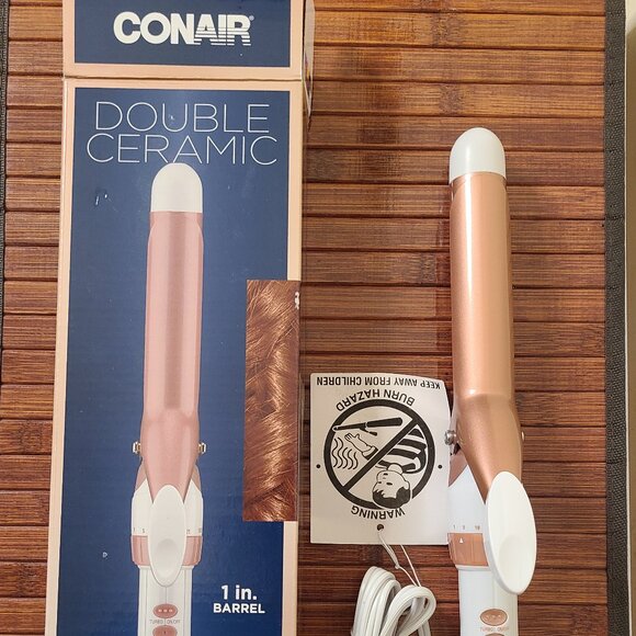 Conair Double Ceramic 1" Curling Iron - White/Rose Gold - Picture 1 of 8